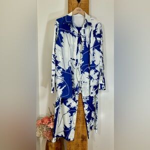 Abstract Blue and White Shirt and Pants Set